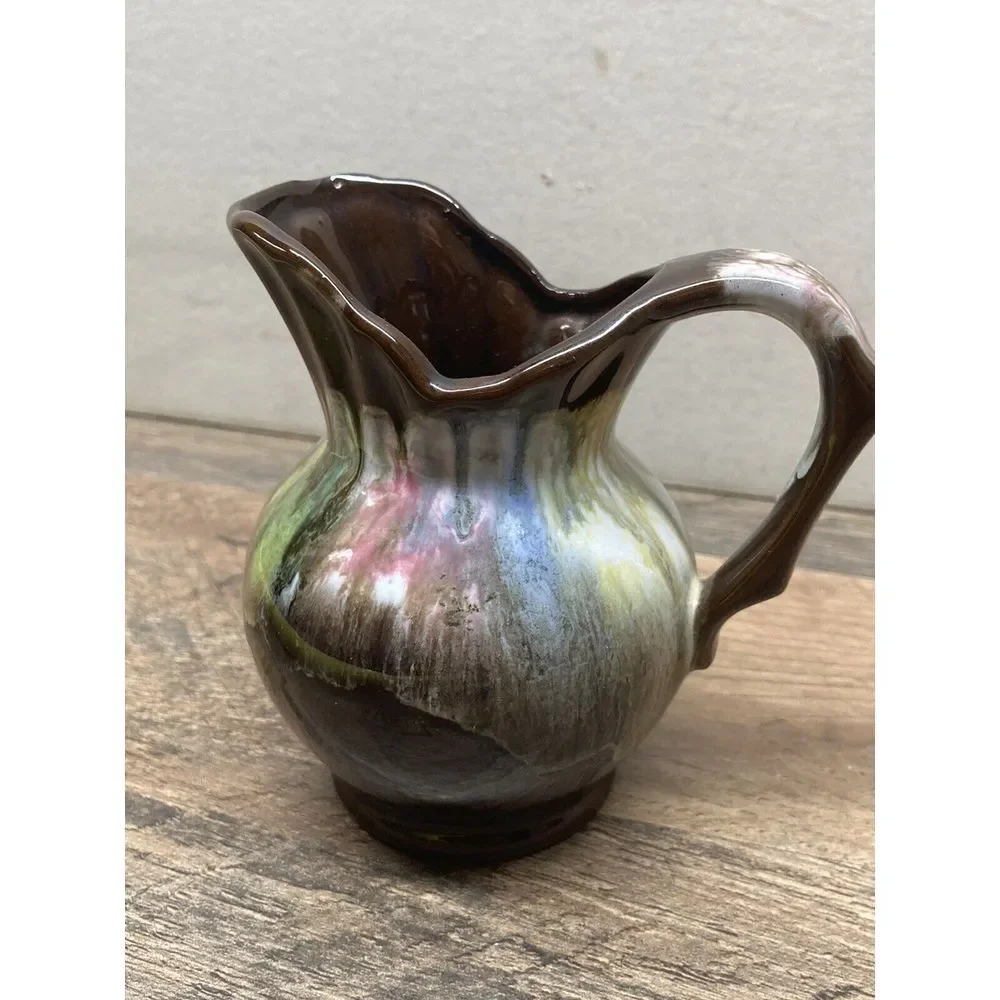 Ceramic Creamer small pitcher brown Multi‎ Colored.